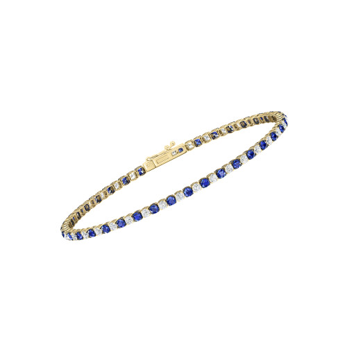 Single Line Ultra Light Tennis Bracelet in Diamond and Blue Sapphire  (2.10mm)