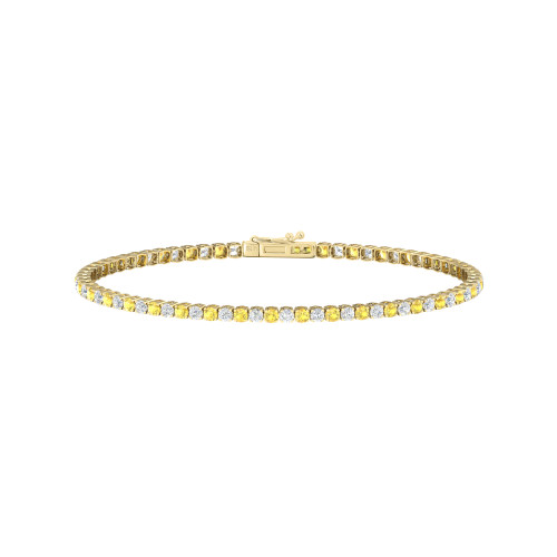 Single Line Ultra Light Tennis Bracelet in Diamond and Yellow Sapphire (2.10mm)