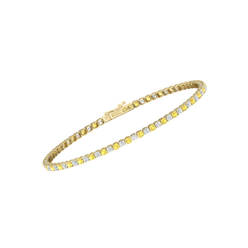 Single Line Ultra Light Tennis Bracelet in Diamond and Yellow Sapphire (2.10mm)