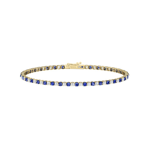 Single Line Ultra Light Tennis Bracelet in Diamond and Blue Sapphire  (2.10mm)