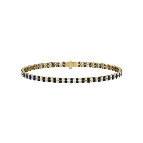Double Line Ultra Light Tennis Bracelet in Diamond and Black Diamond (1.50mm)