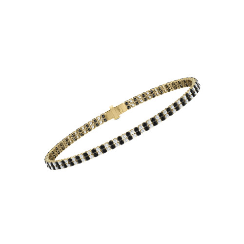Double Line Ultra Light Tennis Bracelet in Diamond and Black Diamond (1.50mm)