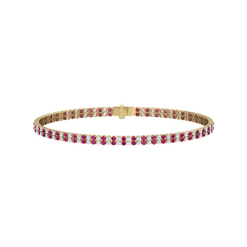 Double Line Ultra Light Tennis Bracelet in Diamond and Ruby (1.50mm)