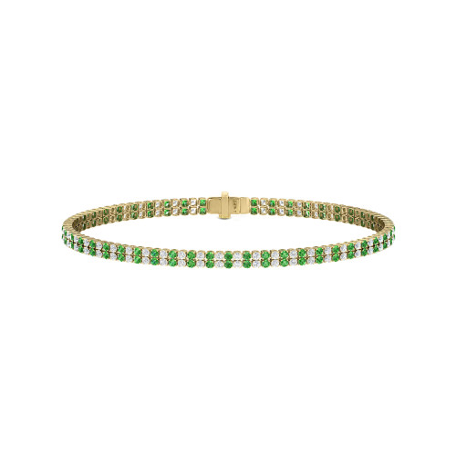 Double Line Ultra Light Tennis Bracelet in Diamond and Tsavorite (1.50mm)
