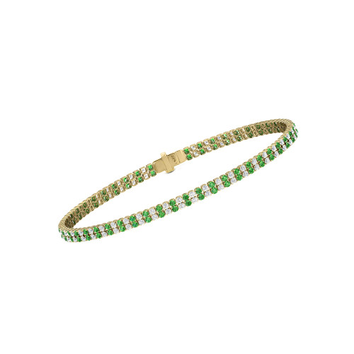 Double Line Ultra Light Tennis Bracelet in Diamond and Tsavorite (1.50mm)