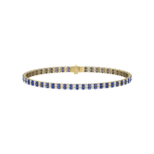 Double Line Ultra Light Tennis Bracelet in Diamond and Blue Sapphire (1.50mm)