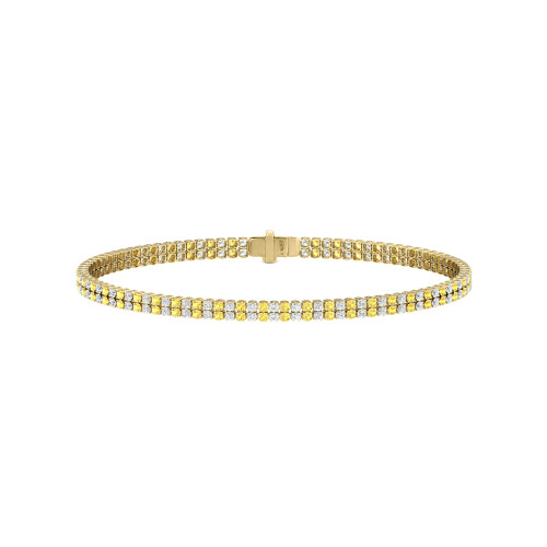 Double Line Ultra Light Tennis Bracelet in Diamond and Yellow Sapphire (1.50mm)