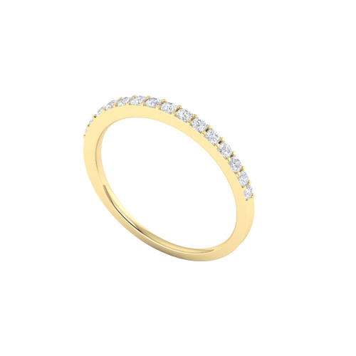 Pave Set Diamond Yellow Gold Wedding Band