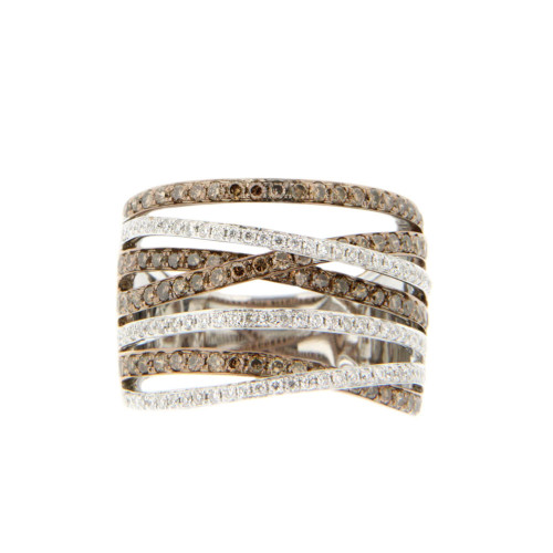 Criss Cross Brown & White Diamond Ring