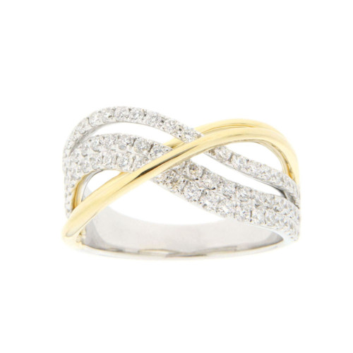 Chic Crisscross Diamond and Gold Ring