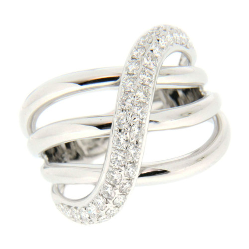 Crisscross Diamond and Gold Ring