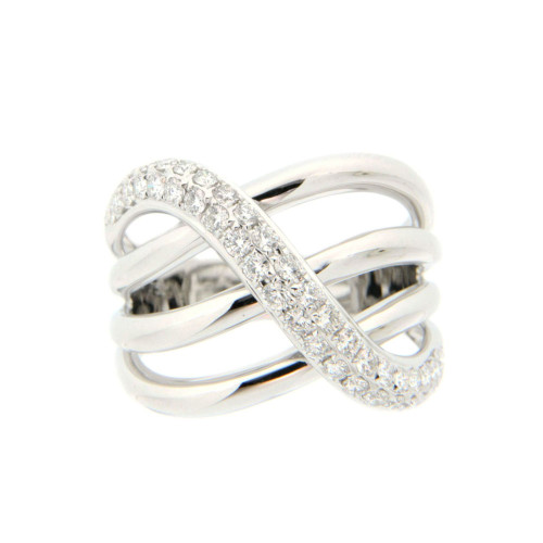 Crisscross Diamond and Gold Ring