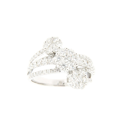 Triple Flower Diamond Ring