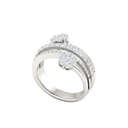 Twin Flower White Diamond Ring