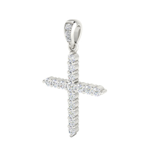 White Gold & Diamond Cross Pendant