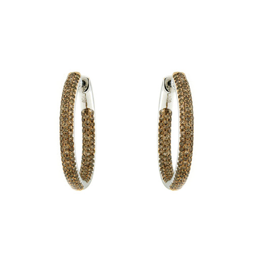 Classic Brown Diamond Hoop Earrings