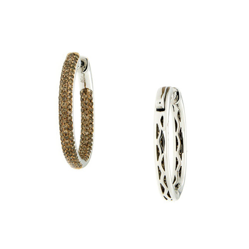 Classic Brown Diamond Hoop Earrings