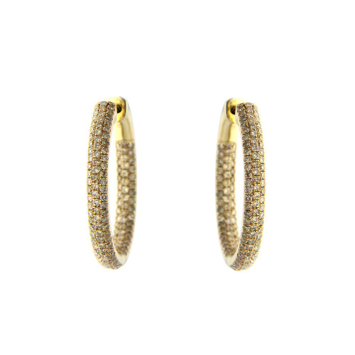 Classic Brown Diamond Hoop Earrings