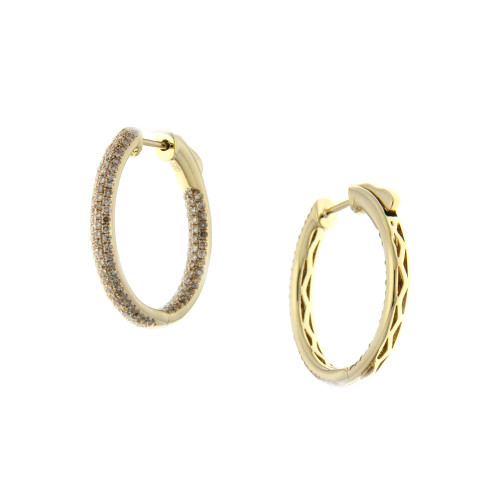 Classic Brown Diamond Hoop Earrings