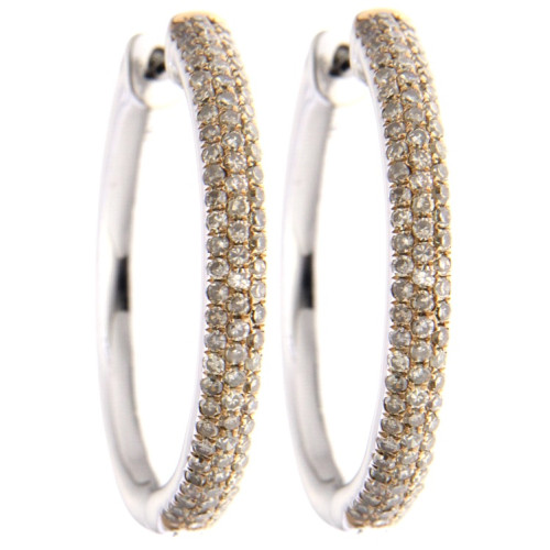 Classic Brown Diamond Hoop Earrings