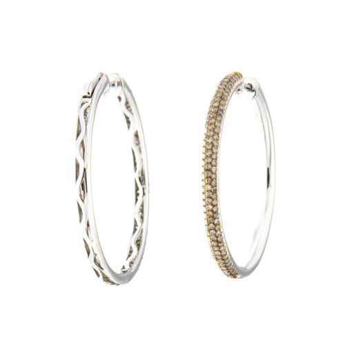 Classic Brown Diamond Hoop Earrings