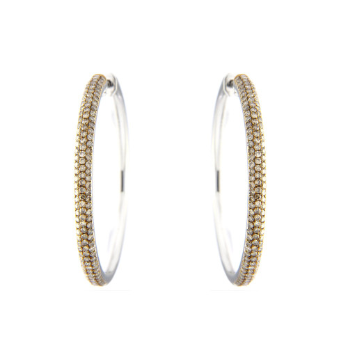 Classic Brown Diamond Hoop Earrings