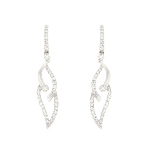 Fancy Diamond & Gold Leaf Drop Earrings