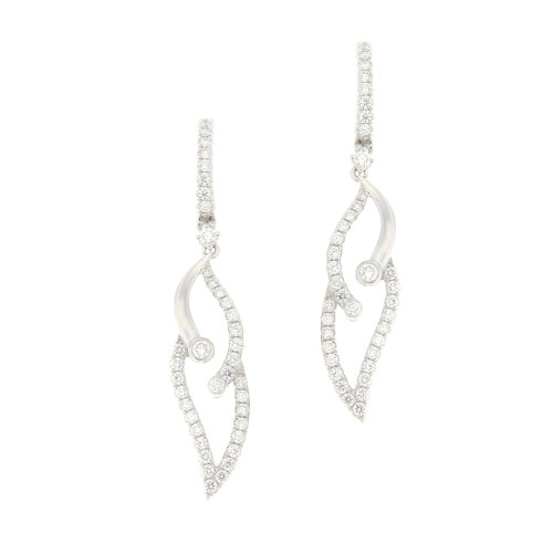 Fancy Diamond & Gold Leaf Drop Earrings