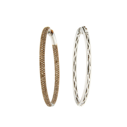 Brown Diamonds And White Gold Hoops