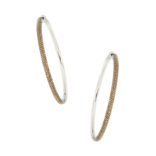 Brown Diamond and Gold Hoop Earrings