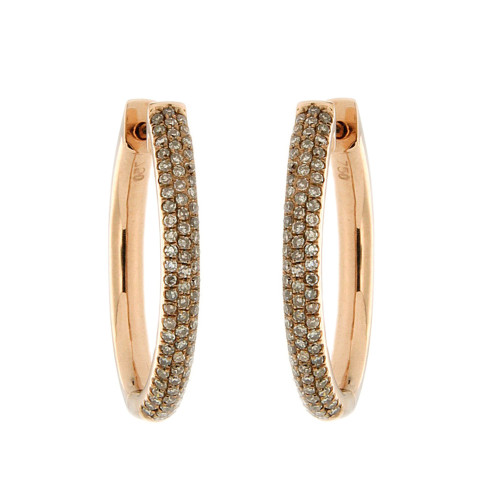 Shimmering Brown Diamond Hoops