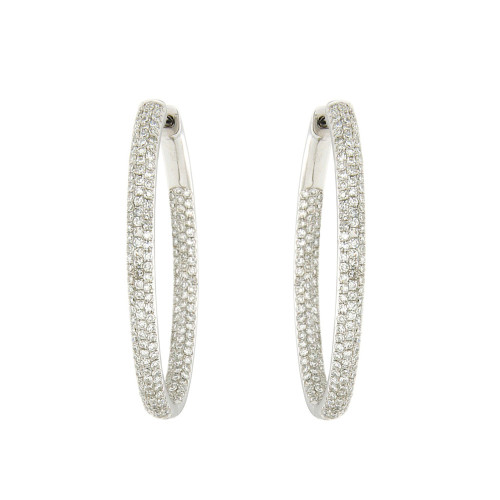 Fashion Diamond and Gold Hoops