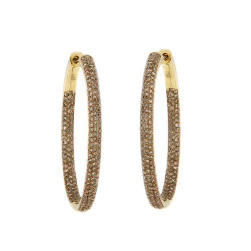 Chic Brown Diamond and Gold Hoops