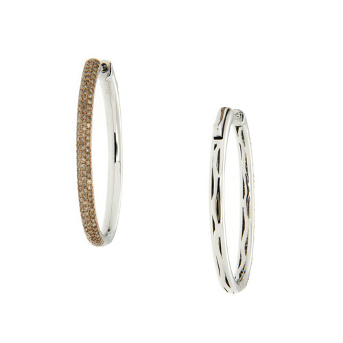 Brown Diamond and Gold Hoop Earrings