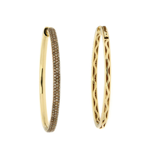 Brown Diamond and Gold Hoop Earrings