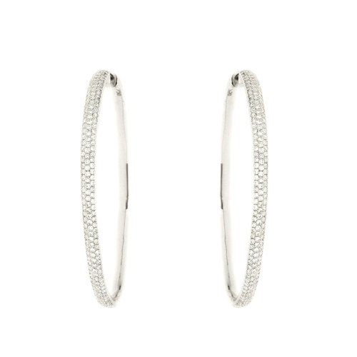 White Diamond and Gold Hoop Earrings