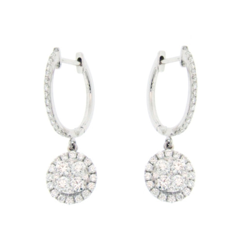 Halo Drop Diamond Hoop Earrings