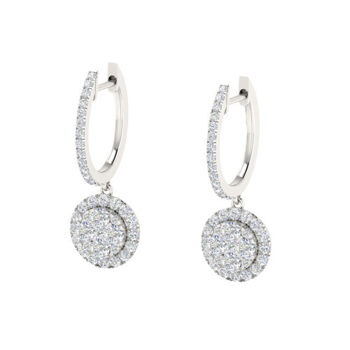 Halo Drop Diamond Hoop Earrings