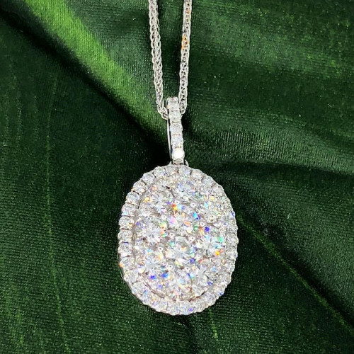 Oval Halo Diamond Pendant