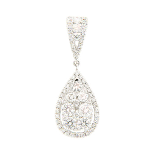 Diamond Halo Cluster Pear Pendant