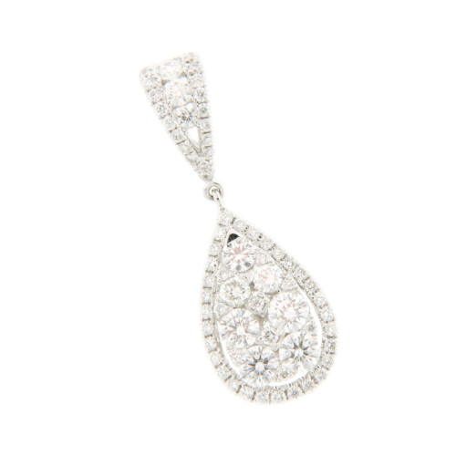 Diamond Halo Cluster Pear Pendant