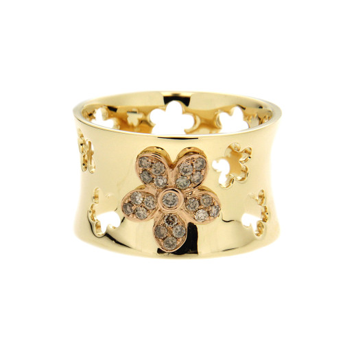 Classic Brown Diamond Flower Ring