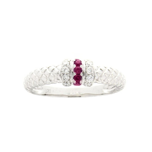 Three Band Diamond And Ruby Ring