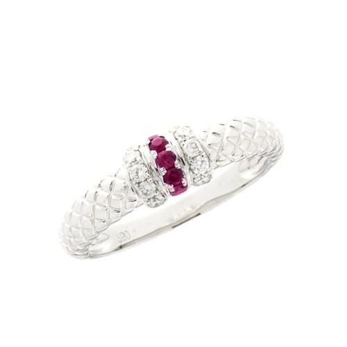 Three Band Diamond And Ruby Ring