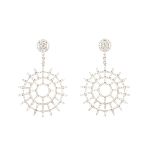 Triple Wheel Diamond Drop Earrings