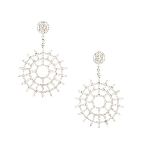 Triple Wheel Diamond Drop Earrings