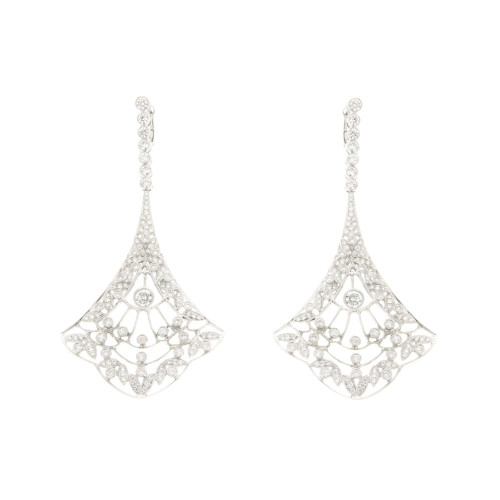 Diamond Chandelier Drop Fan Earrings