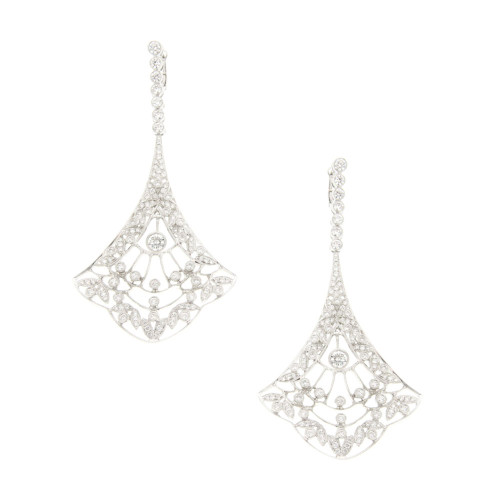 Diamond Chandelier Drop Fan Earrings