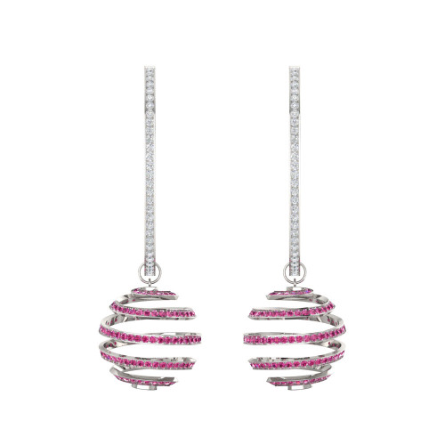 Orbit White And Pink Sapphire Earrings