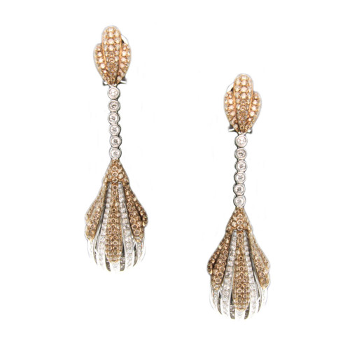 Brown and White Diamond Club Earrings